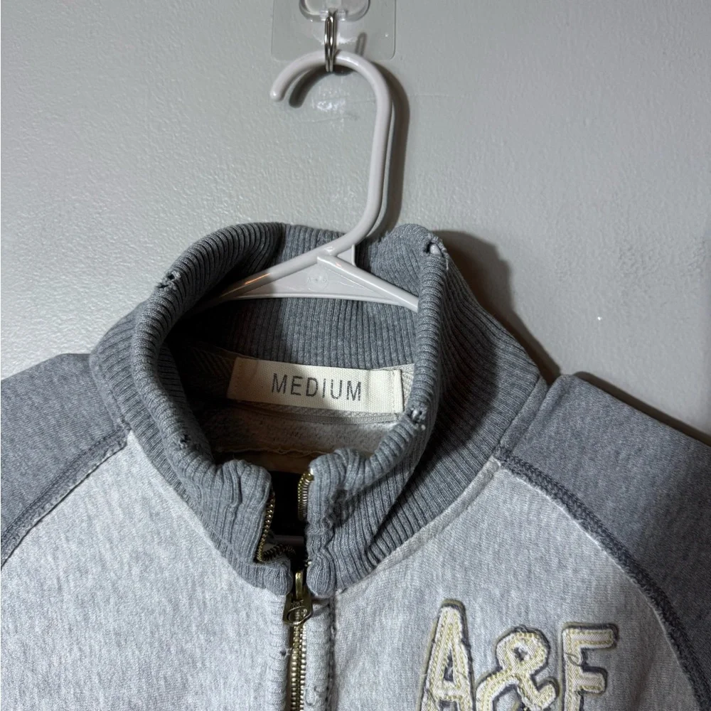 Vtg Y2K Abercrombie & Fitch Hoodie Jacket Medium Full Zip Logo Distressed 90 USA